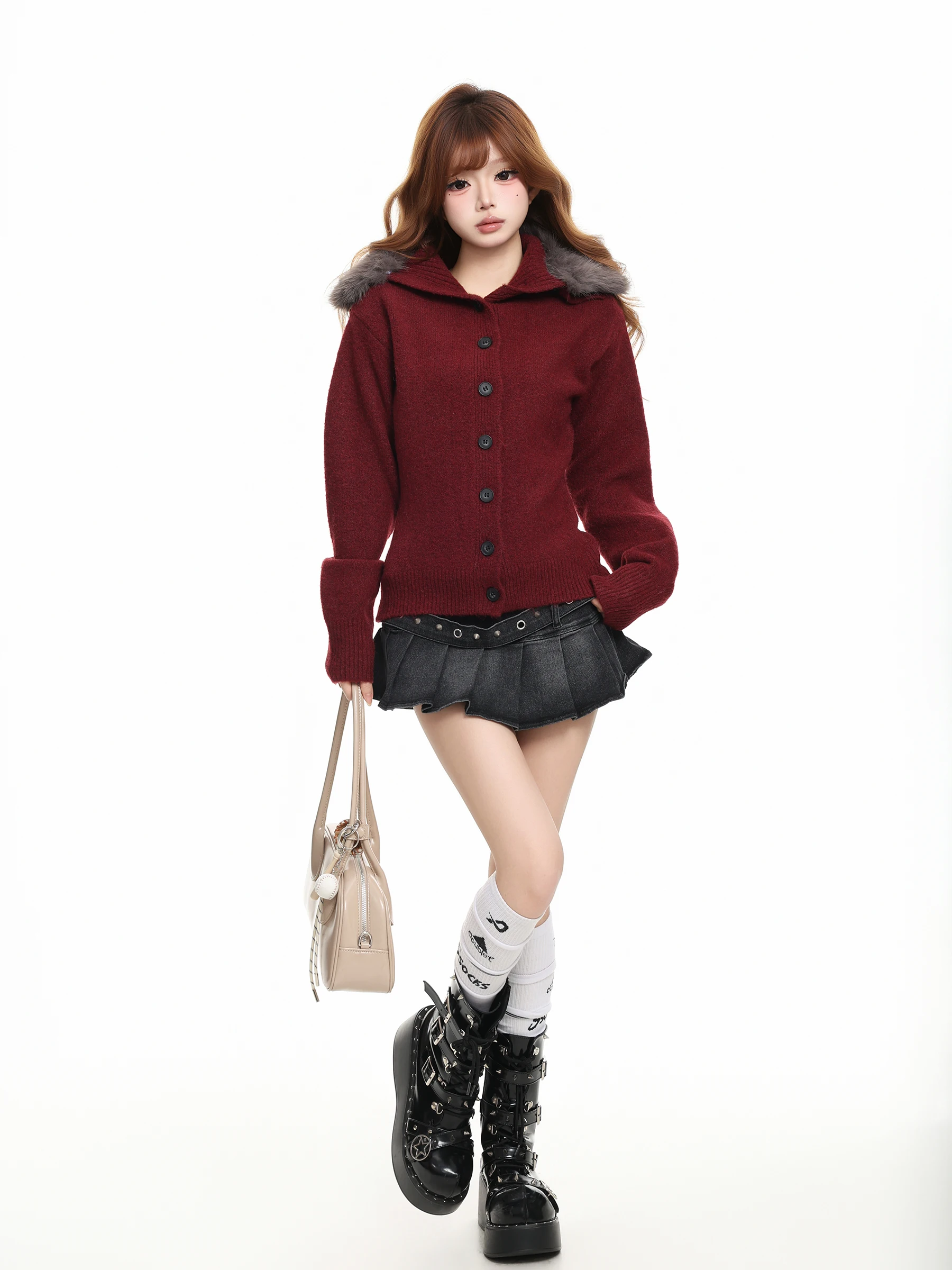 BASTERDS Korean Lazy Style Spliced Knitted Sweater Women's Single Button Cardigan Top Breathable Soft Medium Thickness Autumn...