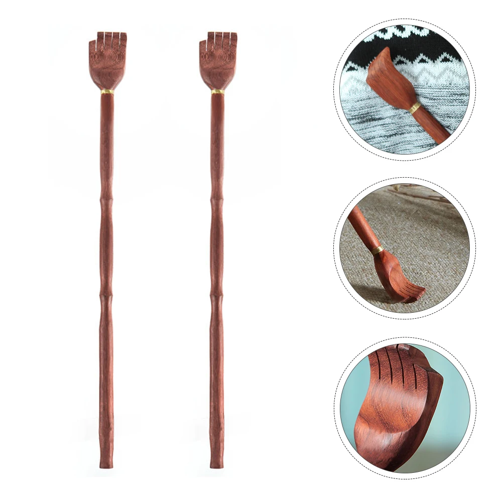 

2Pcs Back Scratcher Wooden Massager Durable Safe Anti Itch Claw Portable Travel Size Mini Neck Accessories Storage