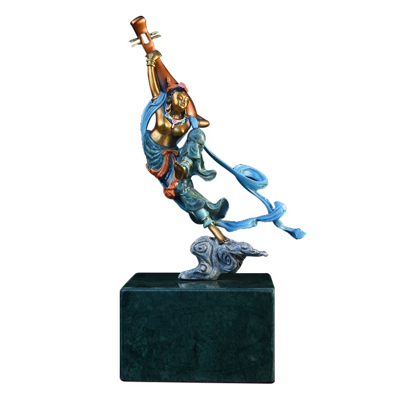 All-copper pipa goddess ornament new Chinese zen classical characters living room entrance