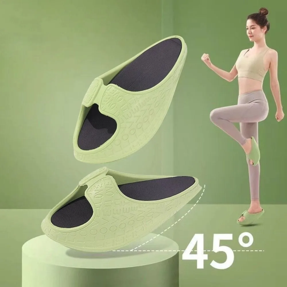 1 Pair Women's Body-shaping Slippers Ankle EVA Material Calf Stretching Sandals Wedge Platform Thick Sole Rocking Slipper
