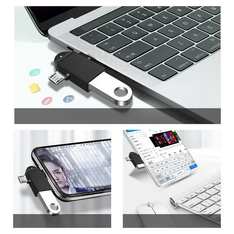 2 in 1 Type-C USB 3.0ตัวเมียเป็น Micro USB OTG อะแดปเตอร์สำหรับโทรศัพท์ Android แปลงข้อมูลสำหรับแท็บเล็ตฮาร์ดดิสก์อะลูมินัมอัลลอย