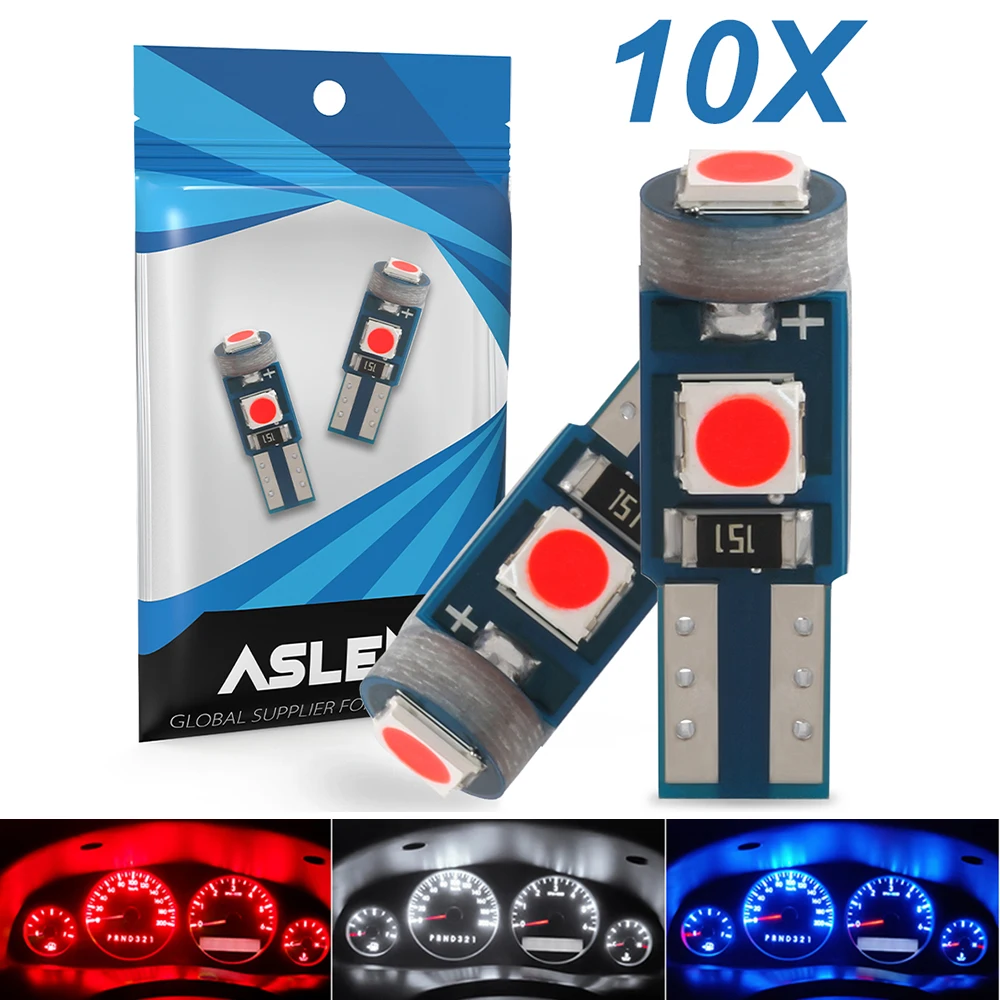 

10Pcs T5 Led Bulb W3W W1.2W Led Canbus For Air conditioner button light Instrument LED Lights Dashboard Warning Indicator Button