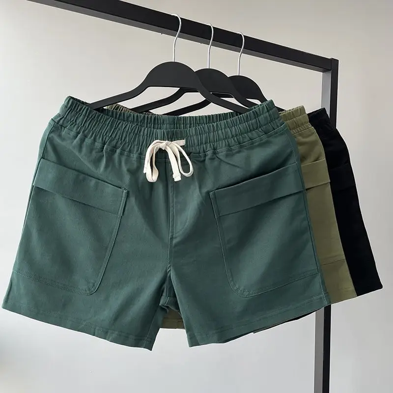 

Summer Running Shorts Men Casual Black Gym Fitness Shorts Comfortable Casual Drawstring Waist Solid Multiple Pockets Shorts