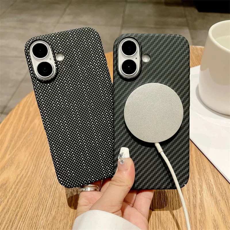 Carbonfaser-Textur Magnetische Hülle für iPhone 17 Air 16 15 14 13 12 Pro Max Plus 17Pro iPhone17 I17 Magsafe Mac Safe Handyhülle