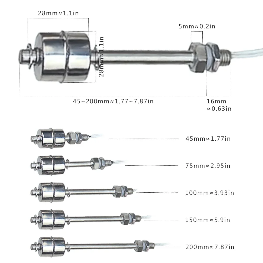 High Temperature Stainless Steel Floating Ball Switch Liquid Position Switch Water Level Switch Water Level Controller