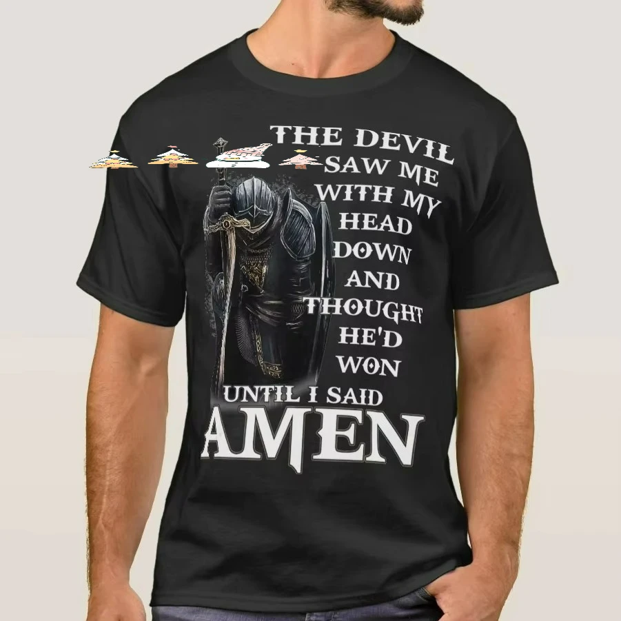 Knights Templar Christian Warrior Crusader Prayer T Shirt. Short Sleeve 100% Cotton Casual T-shirts Loose Top Size S-3XL