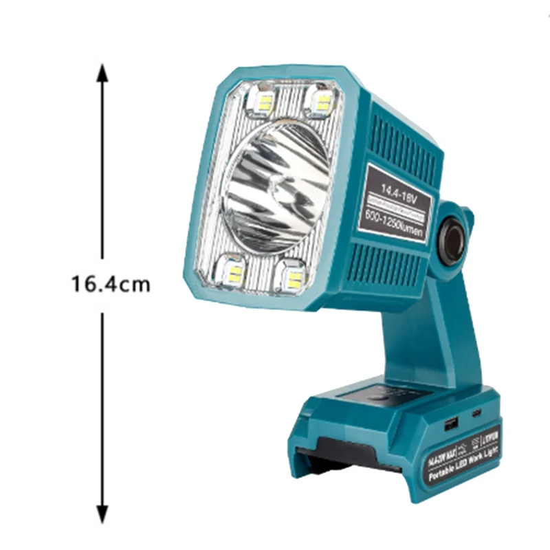 ABYN-Outdoor Lamp 14.4-20V Li- Battery 18W Jobsite Light Cordless Handheld Spotlight For Night Fishing For Camping Emergency