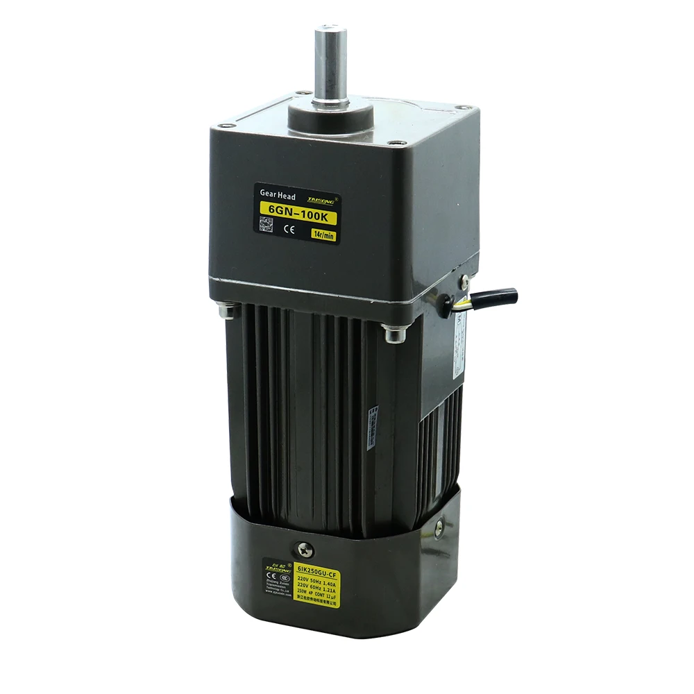 HLTNC 250W AC 110V 220V 50 60Hz Induction Gear Motor With Speed 1400 Rpm to 5rpm 104mm Flange Engine for CNC Packaging Machine