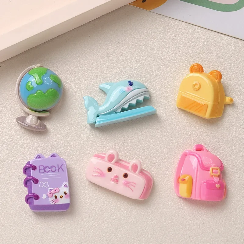100pcs Cartoon Mini Book School Tool Resin Flatback Cabochon DIY Accessories Jewelry Mobile Phone Case Shoes Scrapbook