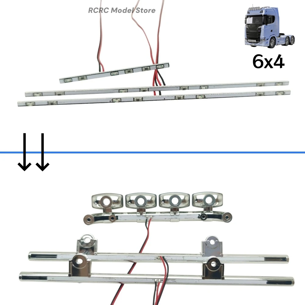 Toy Truck PCB Side Bars LED Strip Light And Roof Light For Tamiya SCANIA 770s 6x4 56368 1/14 RC Tractor Truck Parts DEGREE MODEL