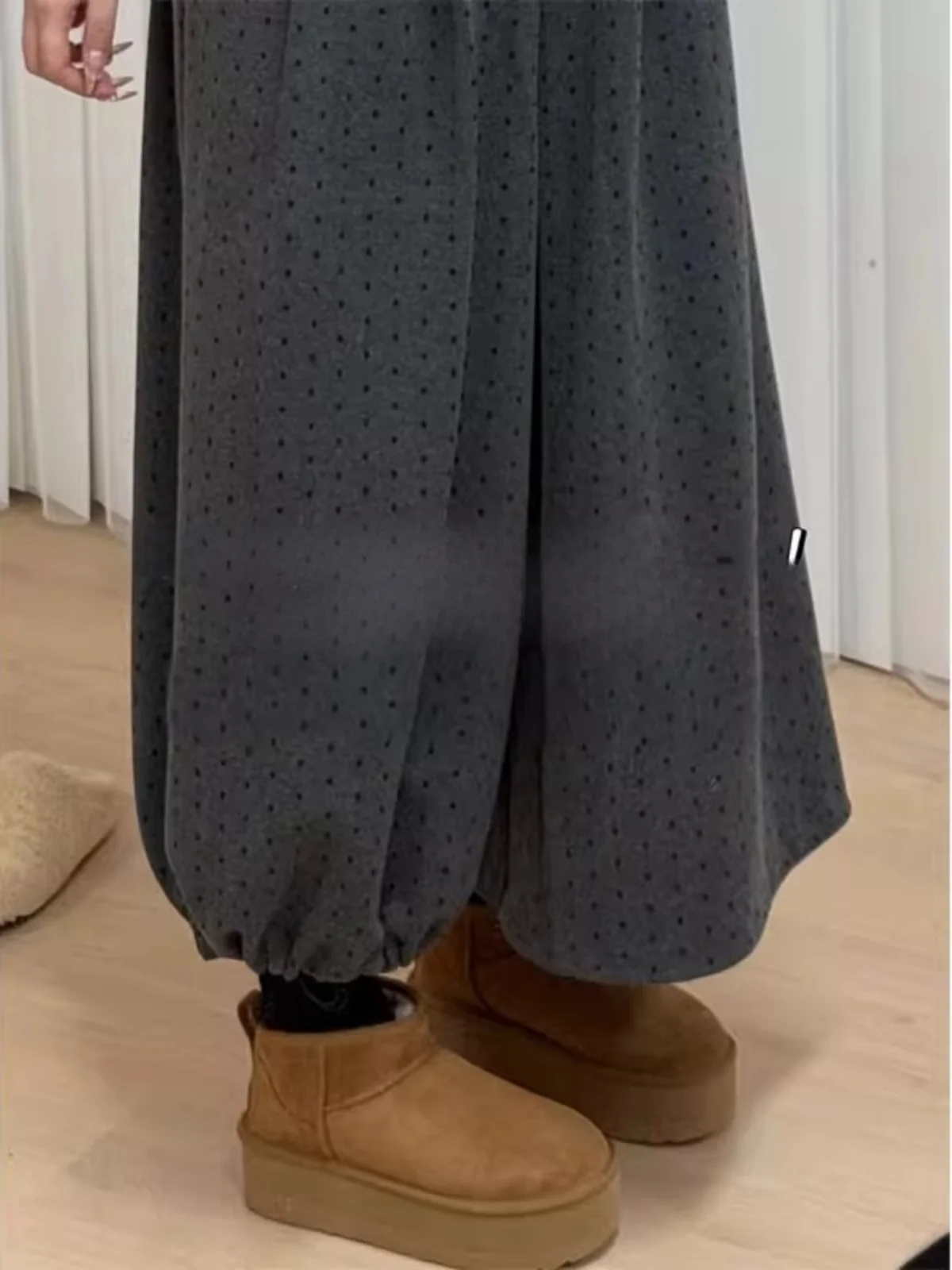

Women's Loose Lantern Pants High Waist Drawstring Cuffed Nine-Piece Lazy Autumn Winter Trousers Skirt High Waist Thin Model