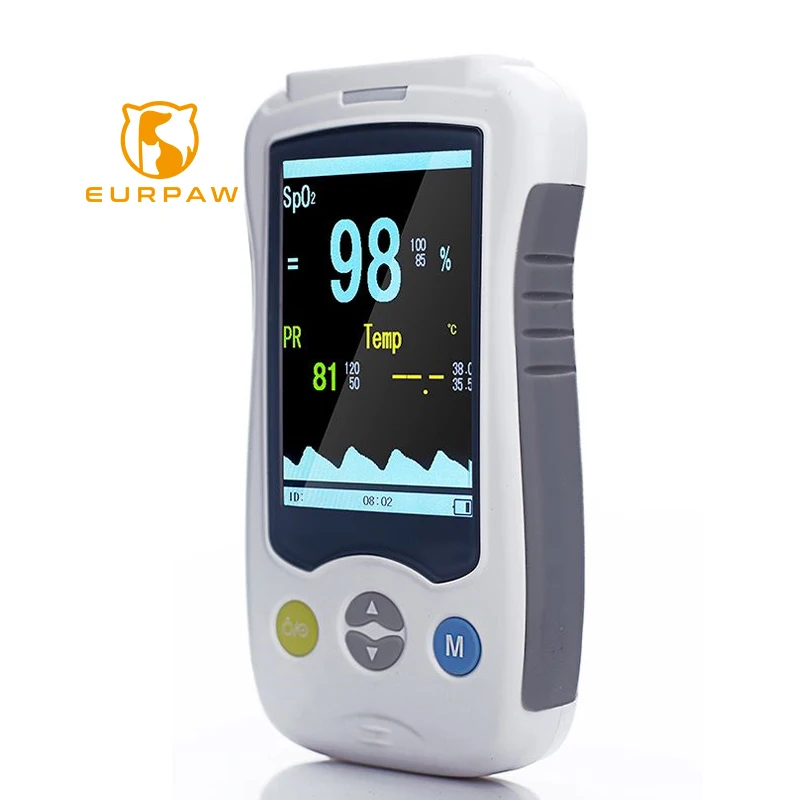 EURPET Portable Animal Pulse Oximeter 2.4 Inch LCD Screen Multi-parameter Monitor Hospital Veterinary Monitor