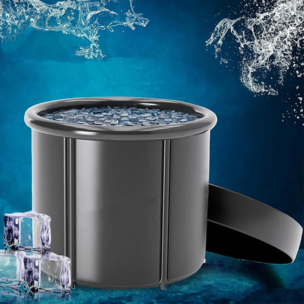 Black Foldable And Portable Ice Bath Bucket For Easy Cleaning Portable Ice Bath Tubs Safe PVC