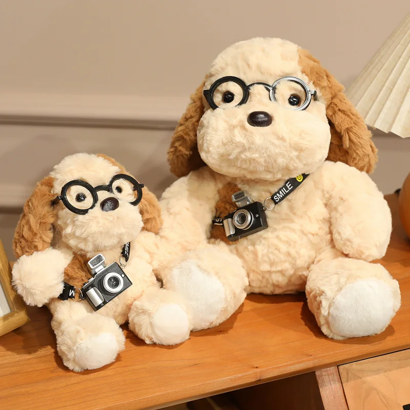 

20/30cm Cute Camera Model Little Dog Cartoon Plush Doll Creative Cartoon Plush Glasses Puppy