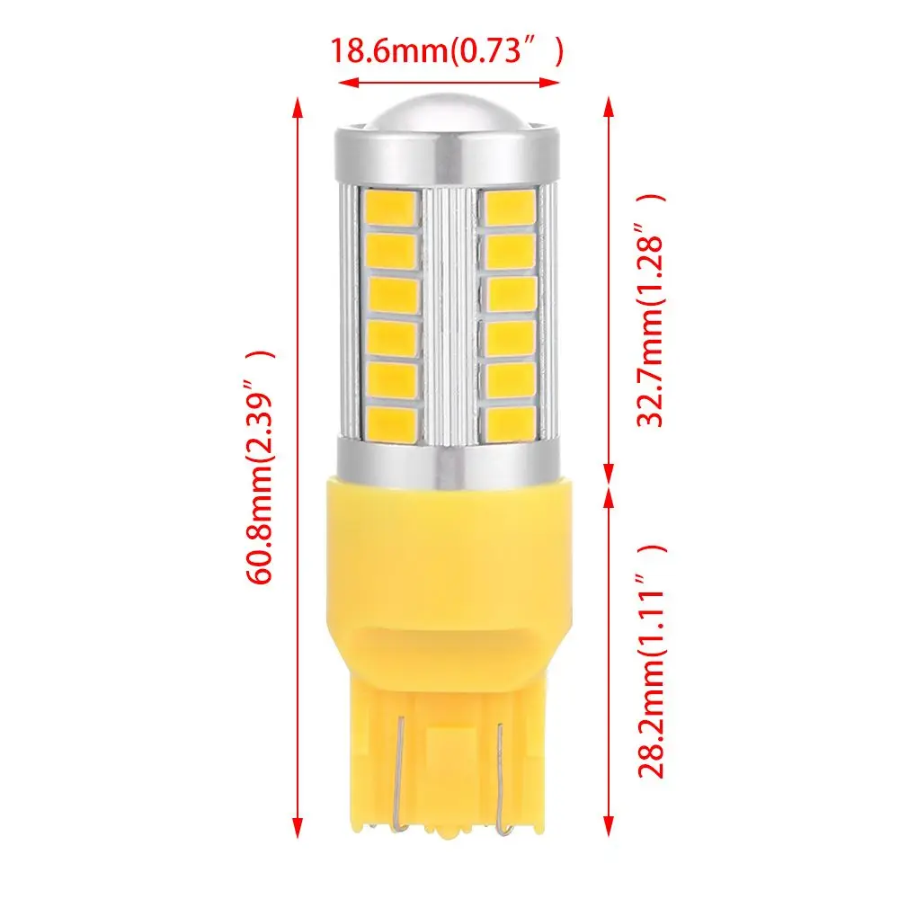 Giallo 5730 fendinebbia lampadine a LED 33SMD luce di retromarcia di Backup per auto T20 W21/5W 7443