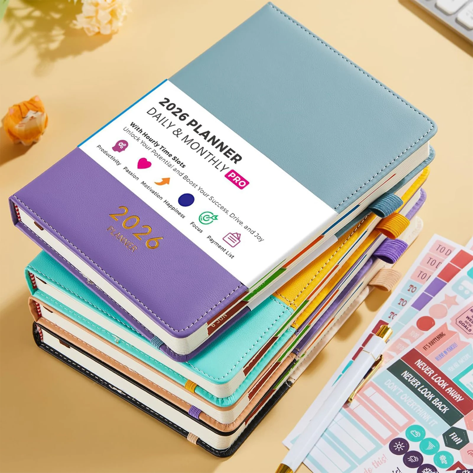 A5 English Planner Notebook 2026 Calendar Yearly Monthly Weekly Pages for Office Efficiency School and Daily Planning