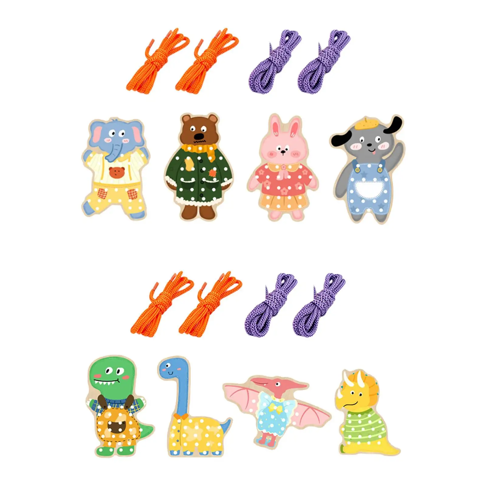 Wooden Lacing Toy Animal Theme Threading Activity Puzzles Travel Toy Montessori Toy for Girls Boys Kids Children Birthday Gift