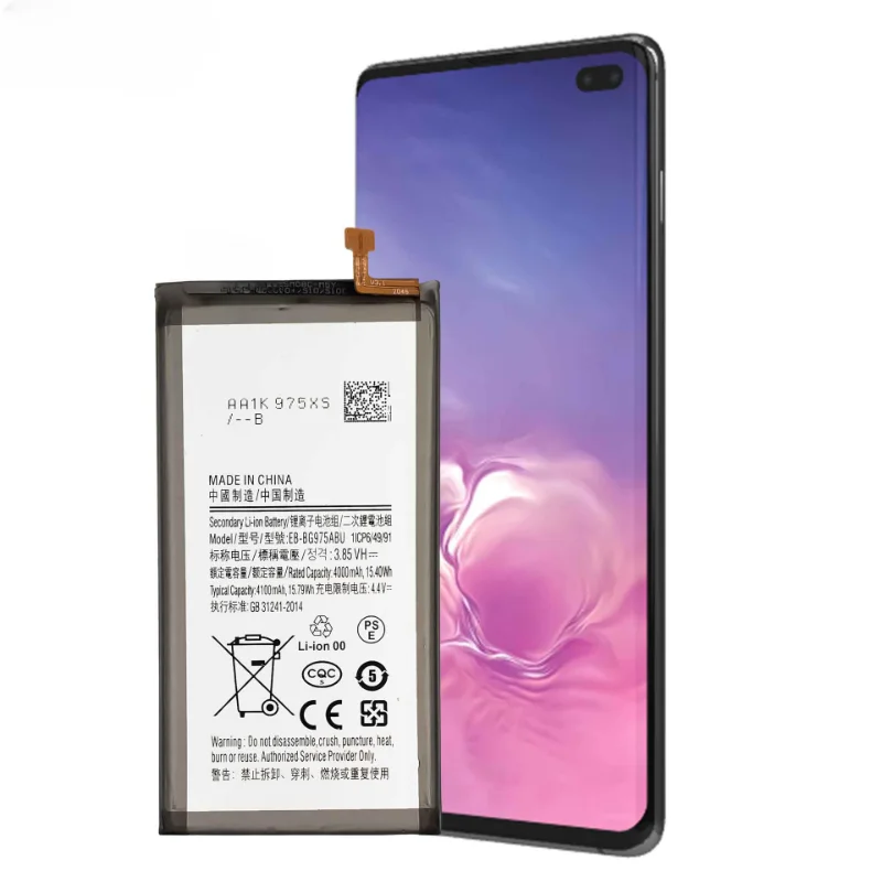 High-capacity Battery EB-BG975ABU for Samsung Galaxy S10 Plus S10+ SM-G9750 Replacement Internal Phone Battery 4100mAh