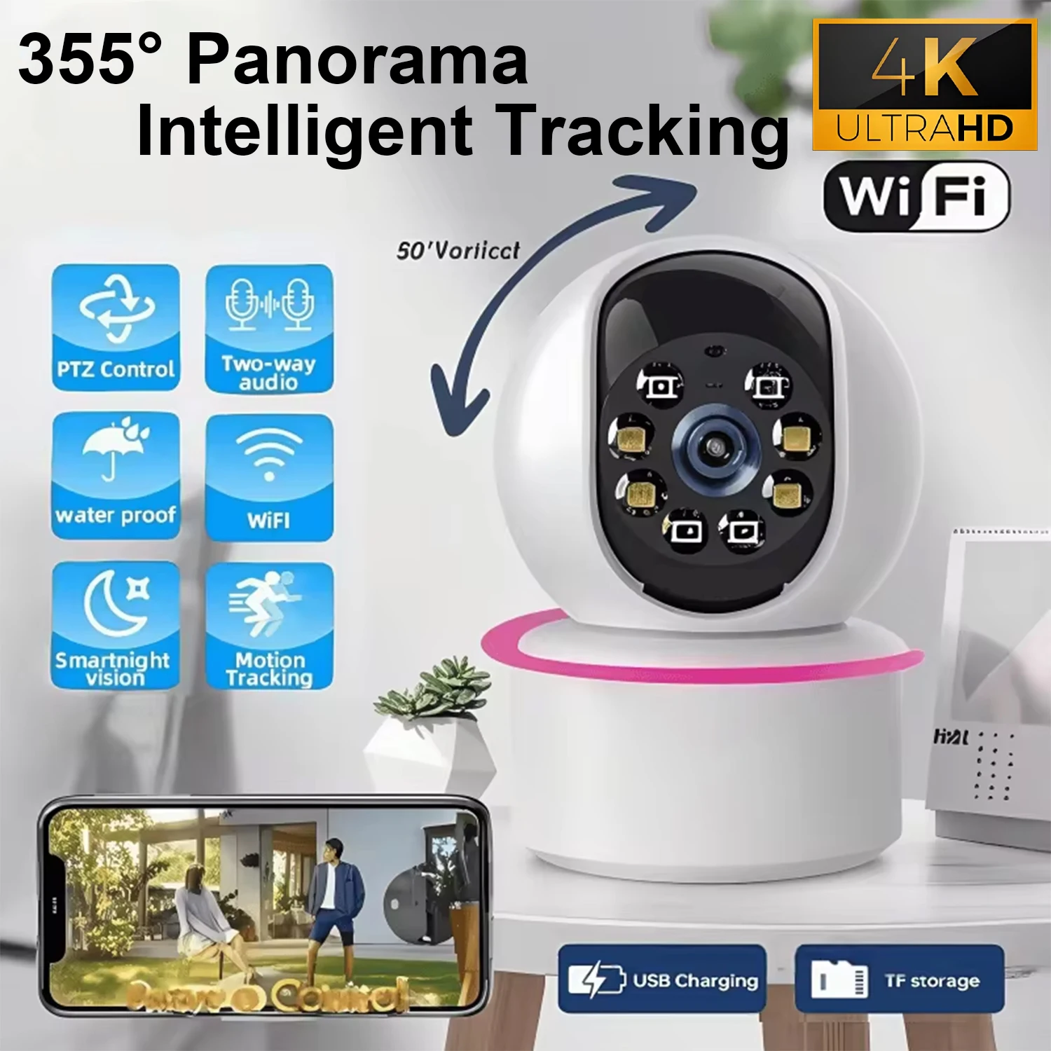 

NEW 4K WiFi Camera Home Security Dual Screen Baby Monitor AI Human sports Detection Night Vision New Design Video Surveillance