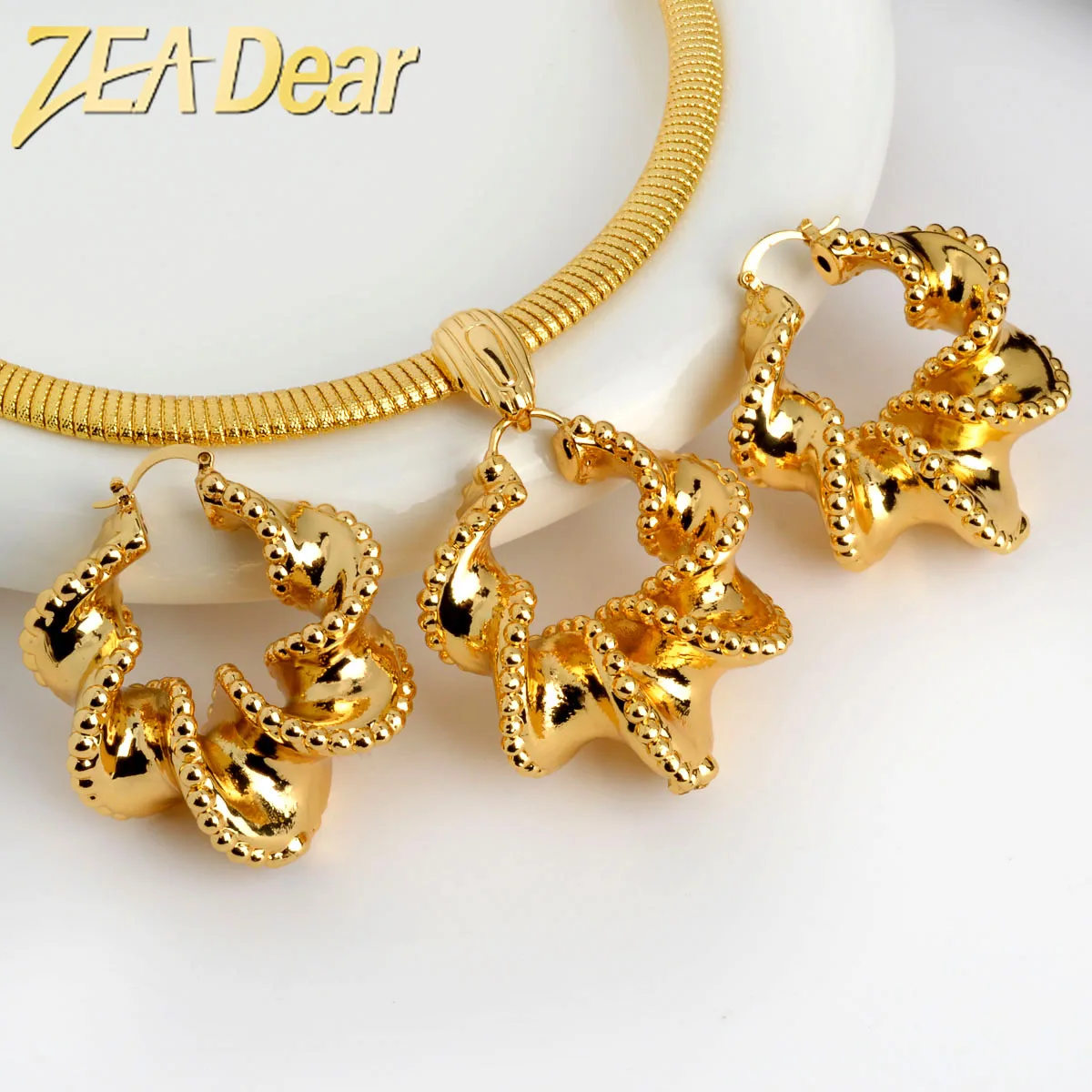 

ZEADear Twist Jewelry Set 18K Gold Plated Necklace Earrings For Women Dubai African Wedding Jewellery Bridal Gifts Dropshipping