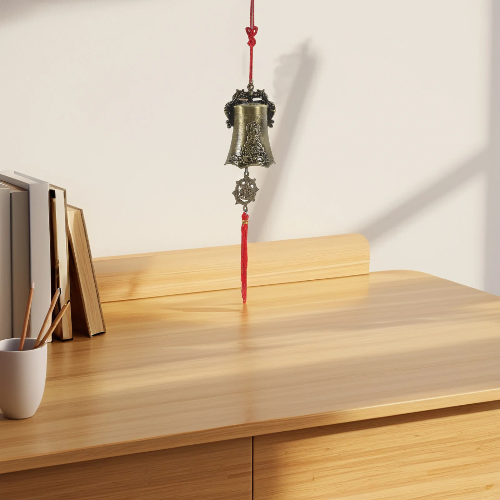 

Vintage Feng Shui Buddha Bell Metal Hanging Dragon Temple Wind Chime Bless Home Door Garden Decoration for Good Luck