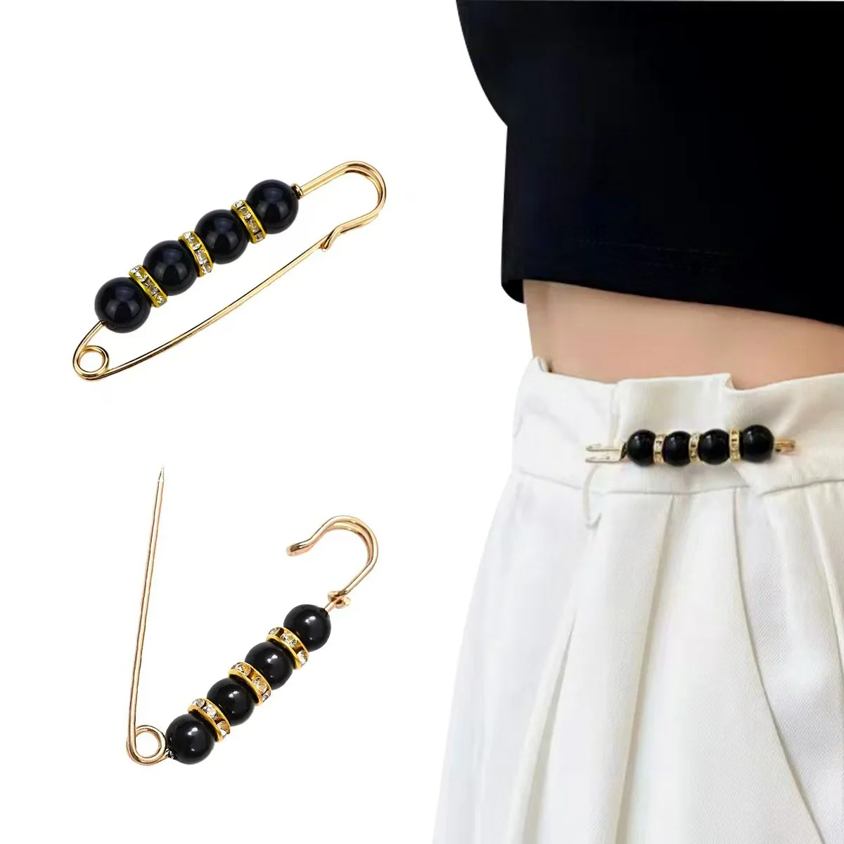 AINAMEISI 8/12pcs Fashion Pearl Brooch Waist Cinching Adjustable Skirt Anti-slip Metal Pin Fixed Clothes DIY Accessories view 2