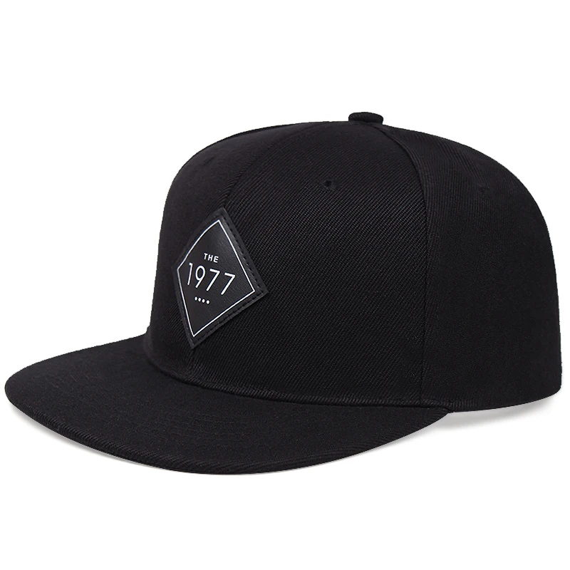 1977 Fashion trend flat top baseball cap Street rap hip hop cap adjustable flat rim hat men and women