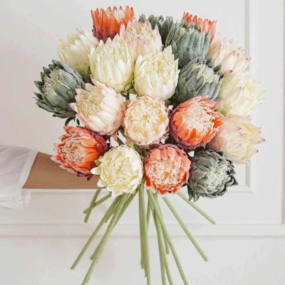 Große künstliche Blume, mehrfarbig, lebensecht, künstliche Artischockenblume, DIY beflockte nordische Distelblume, Foto-Requisiten