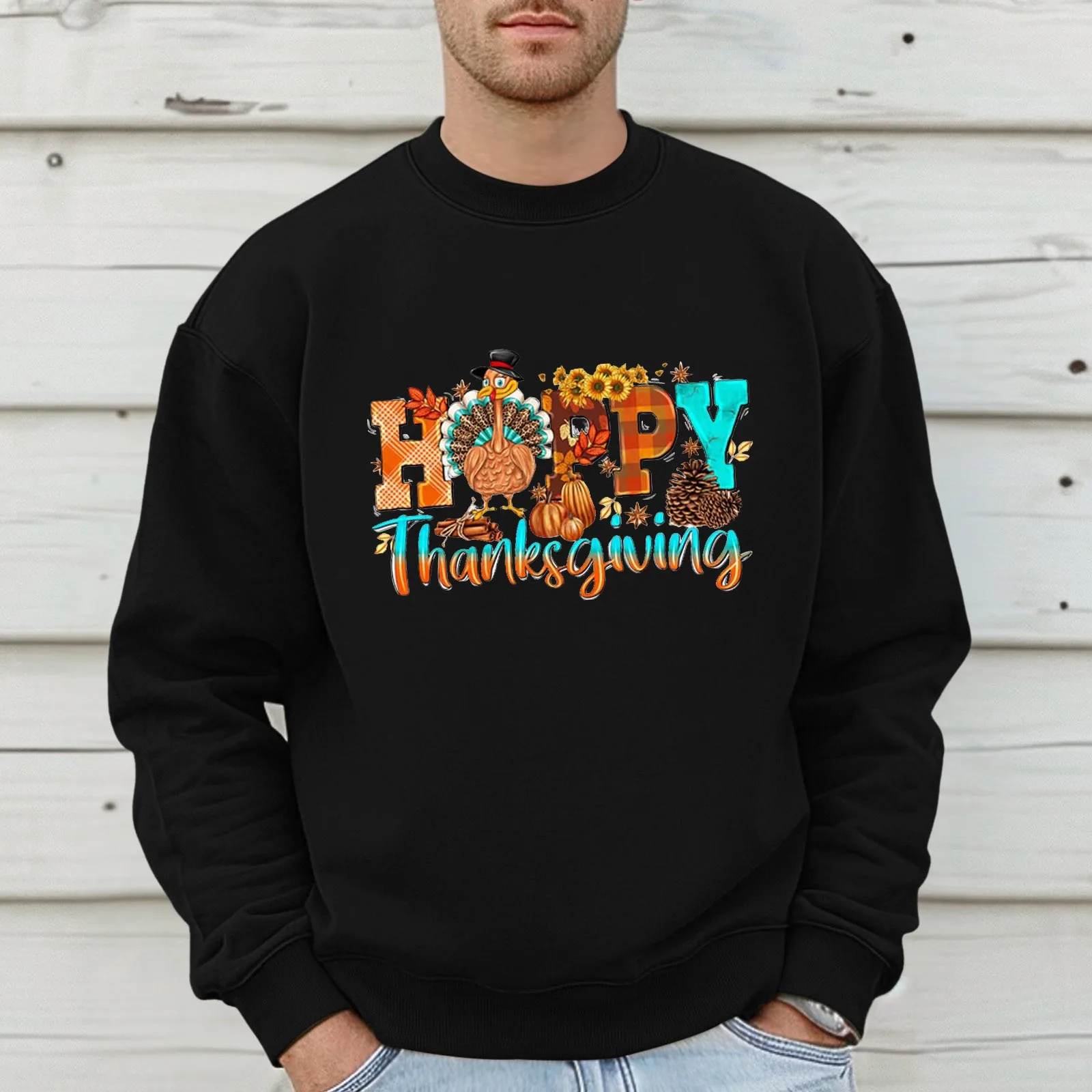 Happy Thanksgiving Dagelijkse Trend Casual Hoodies Lange Mouw Oversized Heren Sweatshirt Kalkoenen Vintage Y 2K Hoodies Met Patroon