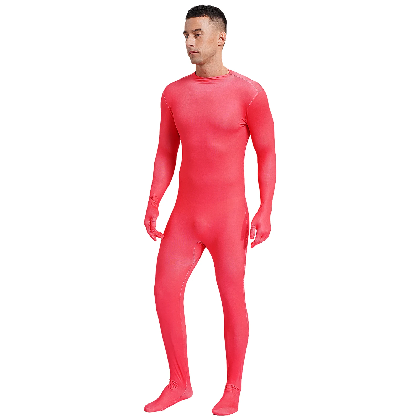 Full Body Zentai Unitards Jumpsuit Mens Womens Long Sleeve Bodysuit Footed Gymnastic Catsuit Skin Tight Halloween Costume