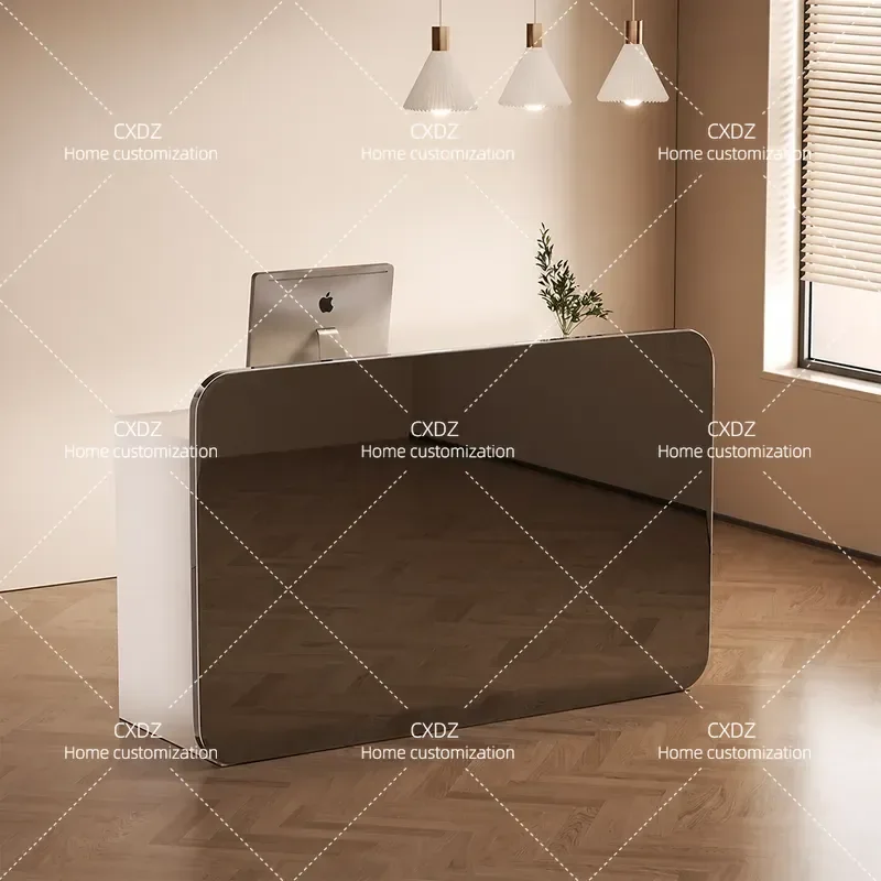 Modern Simple Stainless Steel Checkout Counter Small Front Desk Bar Table for Women Clothing Store Retail Shop Reception