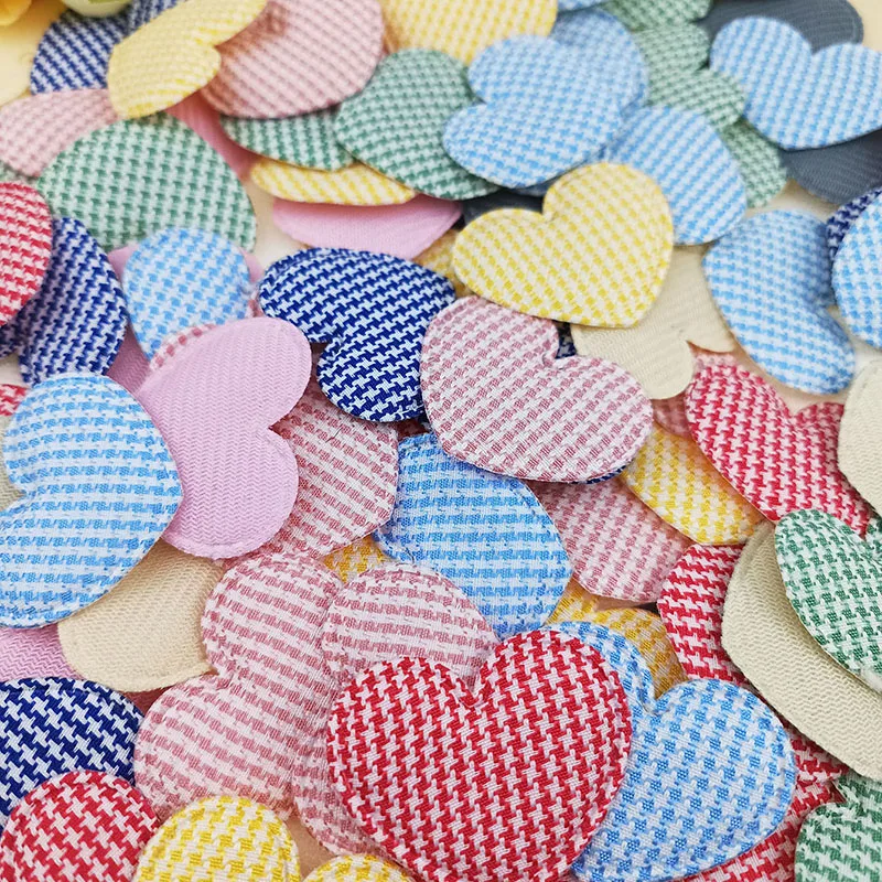 60Pcs Stripe Heart Padded Applique For Children\'s Headband Hair Clip Accessories, Shoes, Hats Decoration Patches