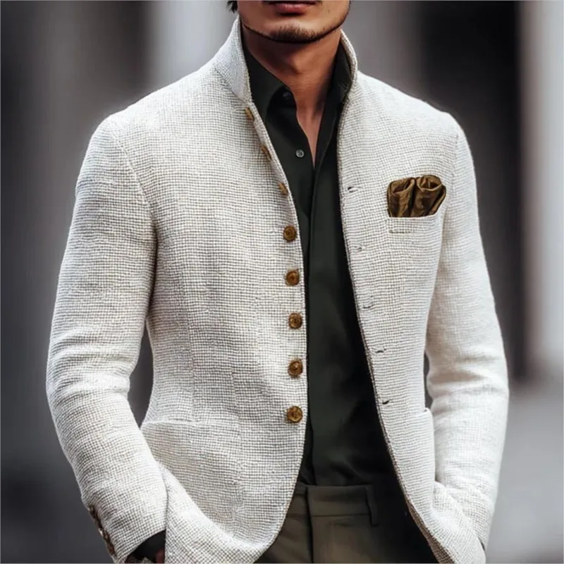 

Men's Casual Fashion Lapel Collar Jacket Coat Autumn Elegant High Quality Men'sSingle Breasted Clothing