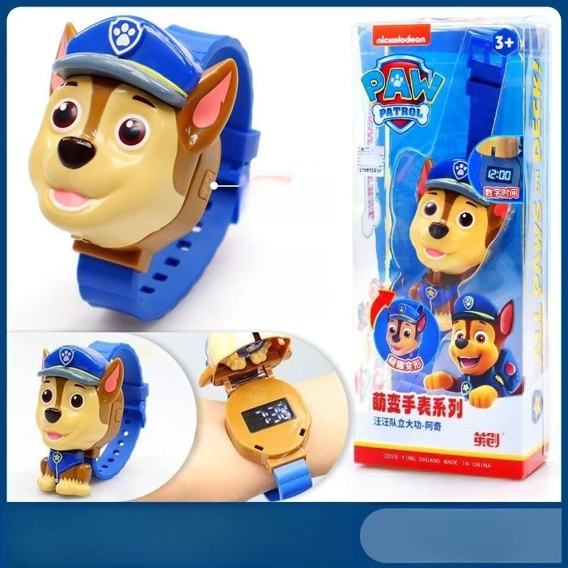 باو باترول تشيس الأطفال الساعات أنيمي سيليكون حزام ساعة إلكترونية الكرتون للتحويل صبي فتاة ساعة رقمية هدايا عيد الميلاد