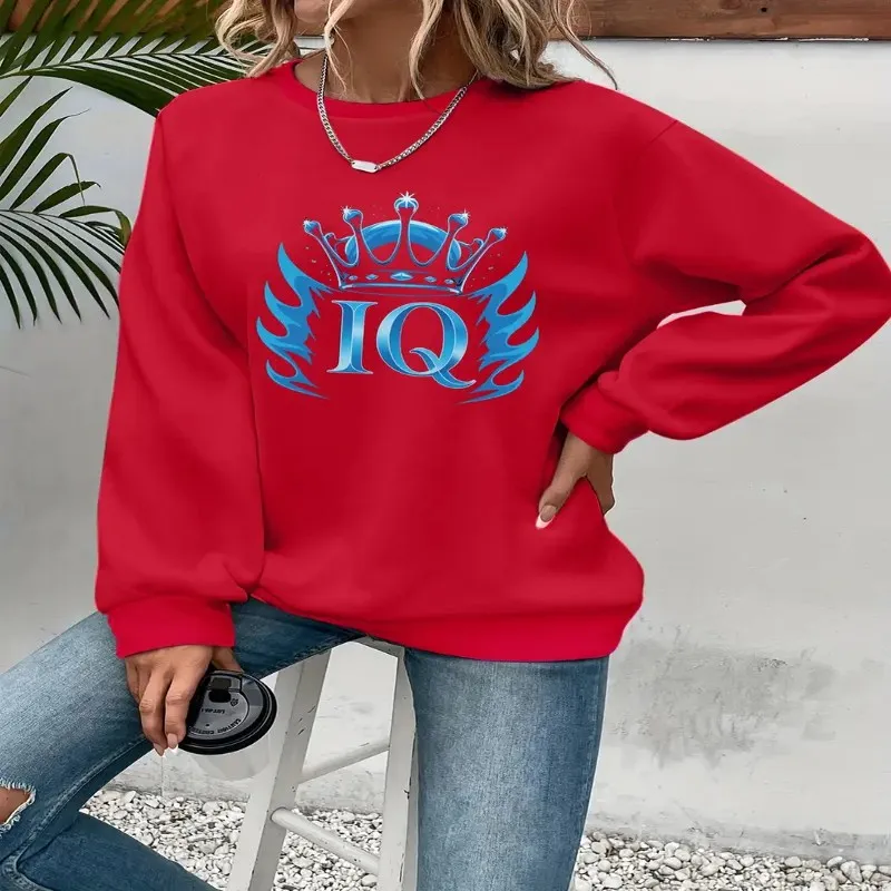 

Зимняя осенняя одежда Женский свитшот больших размеров Светящийся в темноте топ с длинными рукавами и круглым вырезом в виде короны