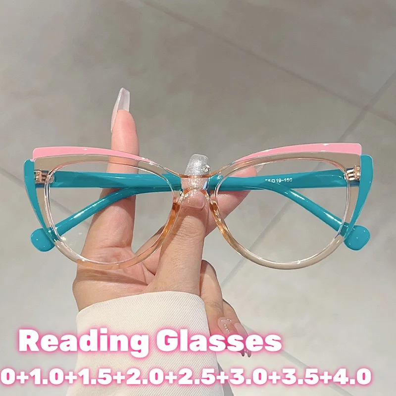 

Women Vintage Reading Glasses Unisex Oversize Frame High Definition Far Sight Eyeglasses Stylish Cat Eye Presbyopia Eyewear