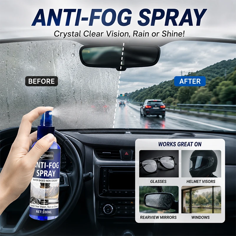 100ml Car Glass Anti-Rain Spray, Hydrophobic Nano Coating Waterproof Cleaner for Windshield, Rearview Mirrors and Car Windows