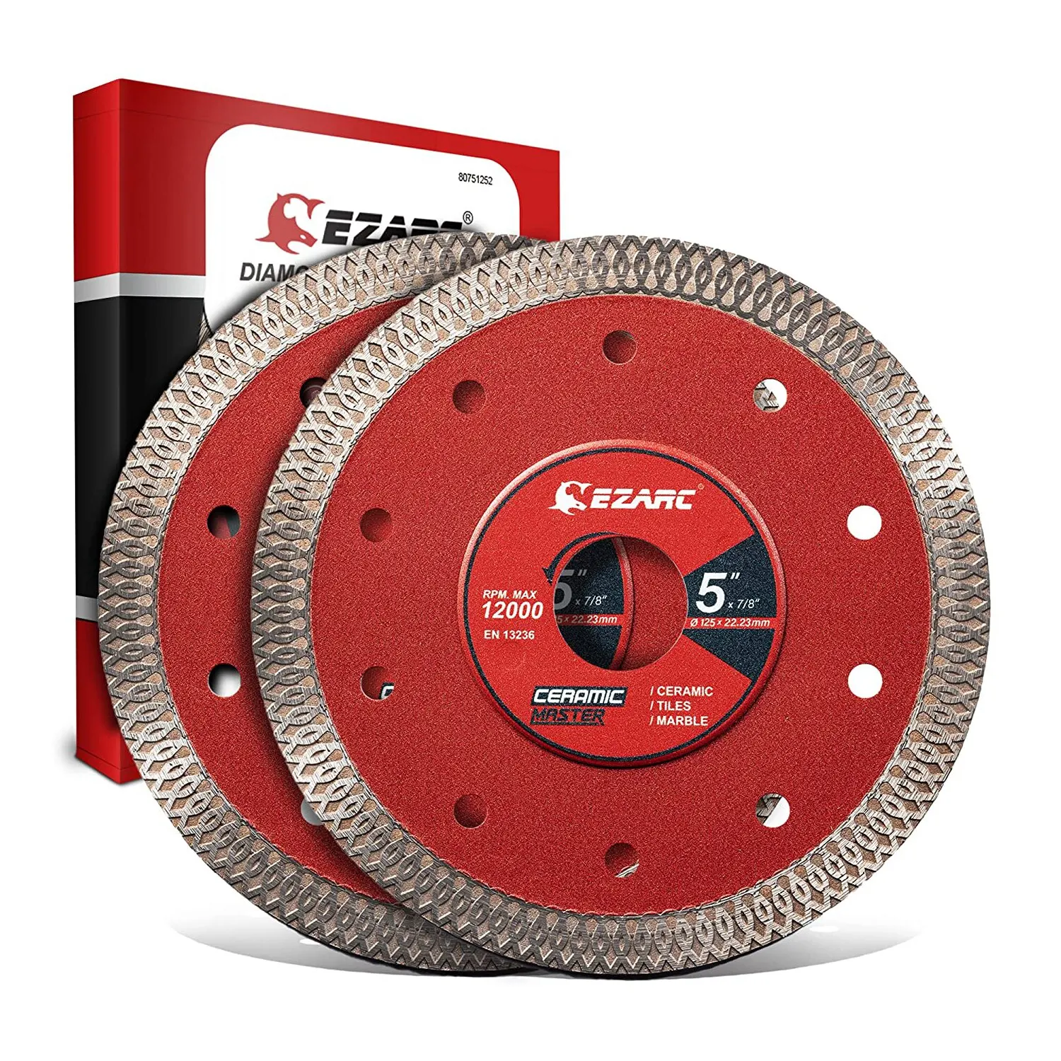 EZARC 5''/4.5'' Superdunne Diamantzaagblad 2 Stuks voor Porselein/Keramiek/Graniet/Marmer, Gladde Zaagschijf voor Hoekslijpmachine