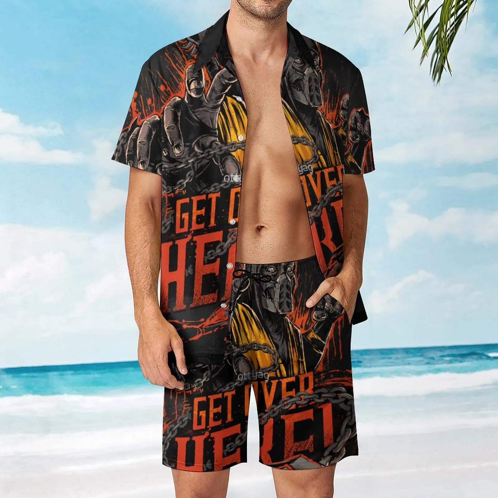 2 Pieces Suit Scorpion Tank Top For Sale  High Grade Men's Beach Suit Unique Leisure Eur Size