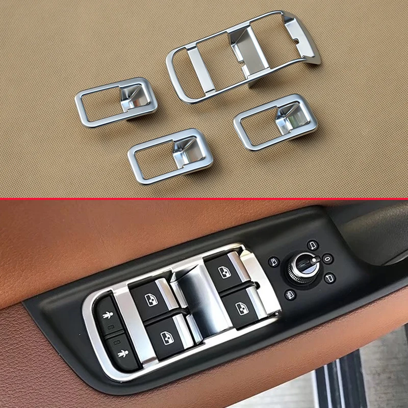 

Window Lift Switch Cover For Audi Q7 2016 2017 2018 Matte Pearl Chrome Interior Door Adjust Control Panel Accessories