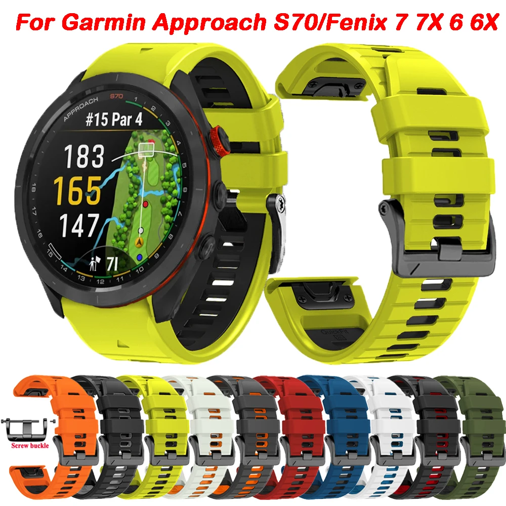 22 26mm Strap For Garmin Approach S70 47mm Band Fenix 6 6X 7 7X Pro 5 5X Plus/D2 Mach 1 Silicone Smartwatch Bracelet Accessories