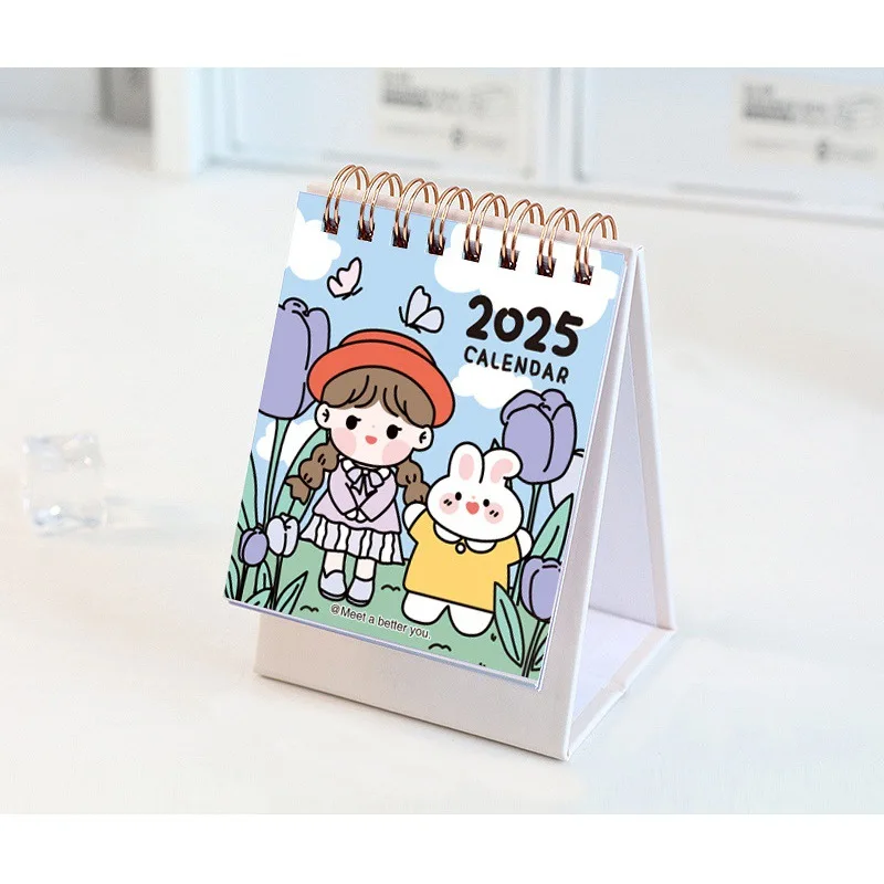 2025 Mini Cartoon Calendar Kawaii Desk Calendar Standing Flip Desktop Calendar Small Planner Advent Calendar