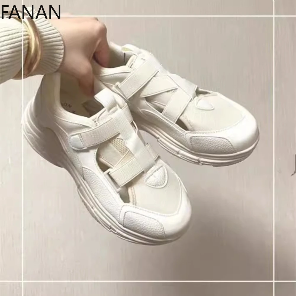 

Breathable Casual Sports Shoes Flat Japanese Non-Slip Velcro Dad Shoes Fashionable Lightweight Mid-Heel Running Hiking Shoes