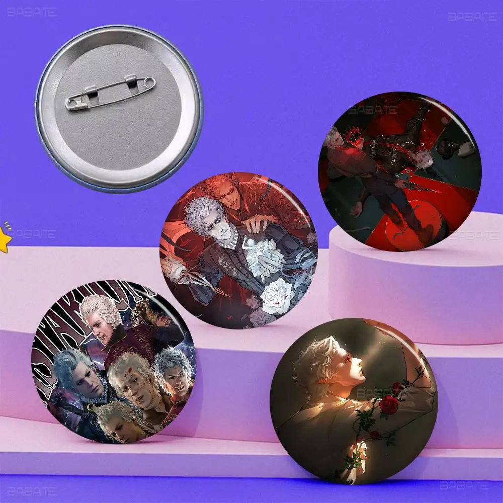 Game B-Baldurs Gate 3 32/44/58mm Handmade Pin Round Funny Snap-in Brooches for Backpack Cothes Accessories Badge Hat Decoration