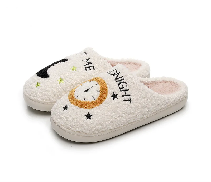 Moon & Time Slippers Ladies Warm Furry Home House Cute Bedroom Pantoufle Women Men Slippers Comfortable Cozy Comfy Slides