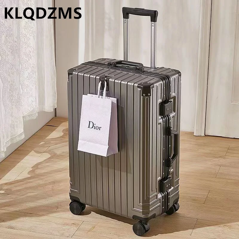 Klqdzms 20 "22" 24 "26" 28Inch Nieuwe Bagage Multifunctionele Aluminium Frame Trolley Case Instapdoos Rollende Koffer