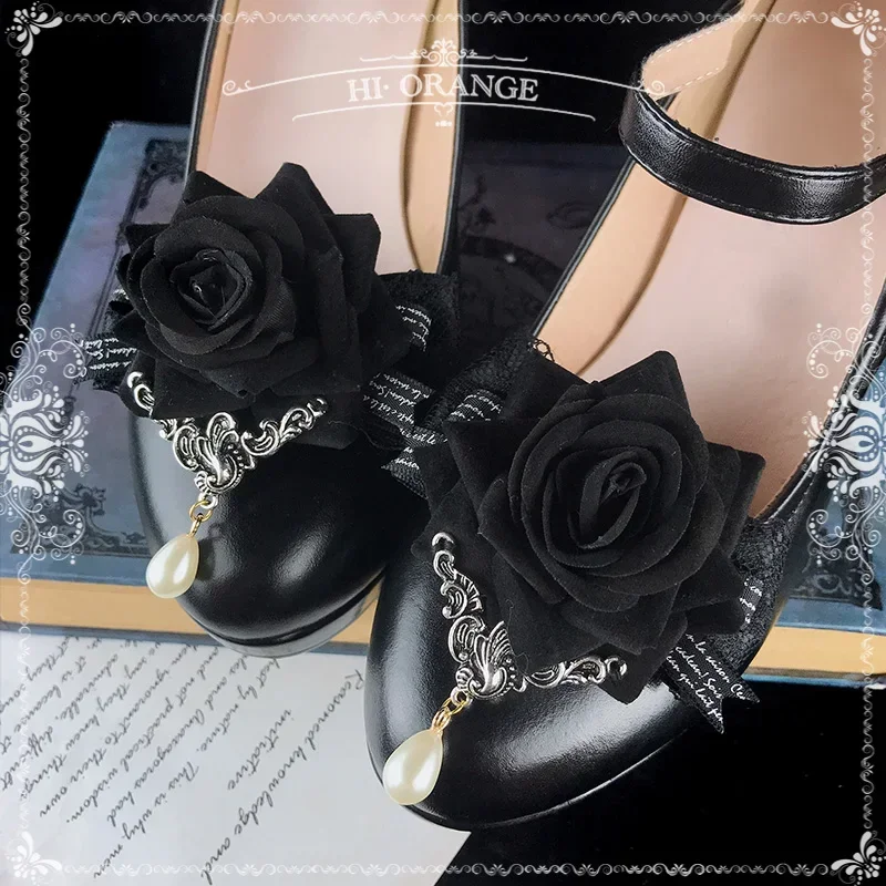 Vintage Rose Flower Pair of Shoe Clip Retro Ladies Lolita Detachable Bow Shoe Ornament Fashion Shoe Buckle