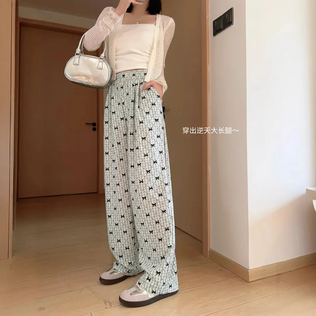 ワイドレッグパンツ Y2K ブラック イレギュラー レディース 春 モダール ドレープ プリーツ ウエストバンド レイヤード シフォン パッチワーク フランネル 伸縮性 イン