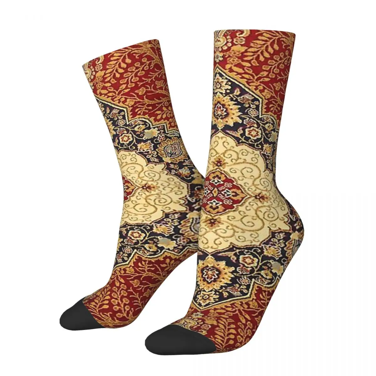 

Geometric Pattern Gold And Red Oriental Rug Unisex Winter Socks Cycling Happy Socks Street Style Crazy Sock