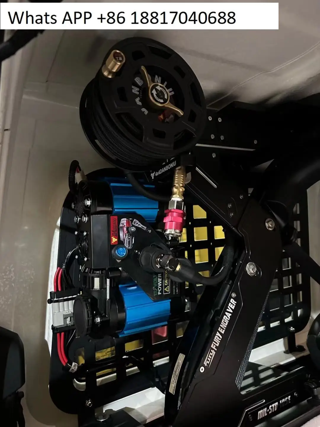 All-Terrain with Auto Retract Air Pump Hose Reel Pump Tube Storage Artifact for Off-road Pump Inflation Tube Storage 7M Pipe